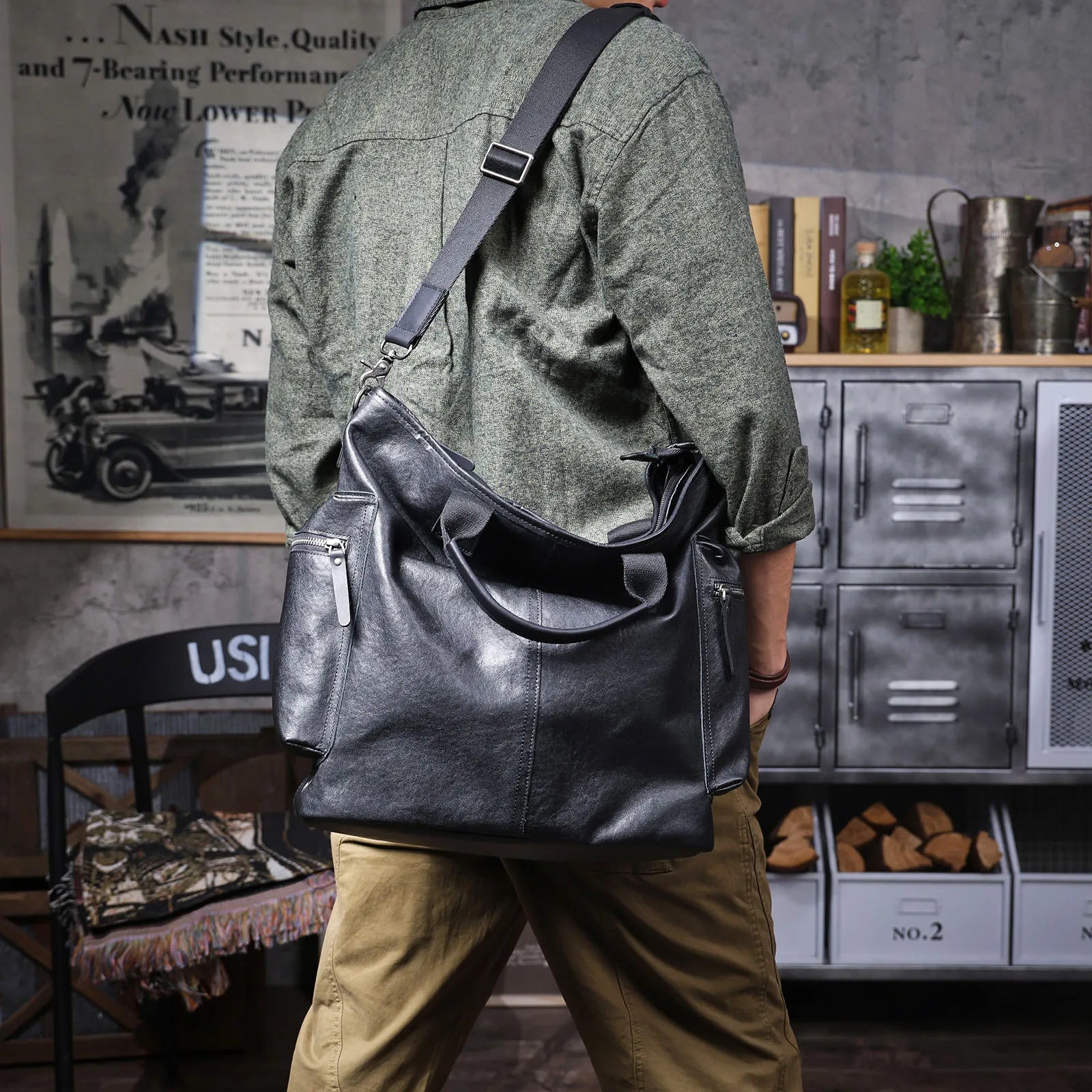 Sac Cabas Homme Cuir Ordinateur | Grand Format Travail Élégant Sac Cuir