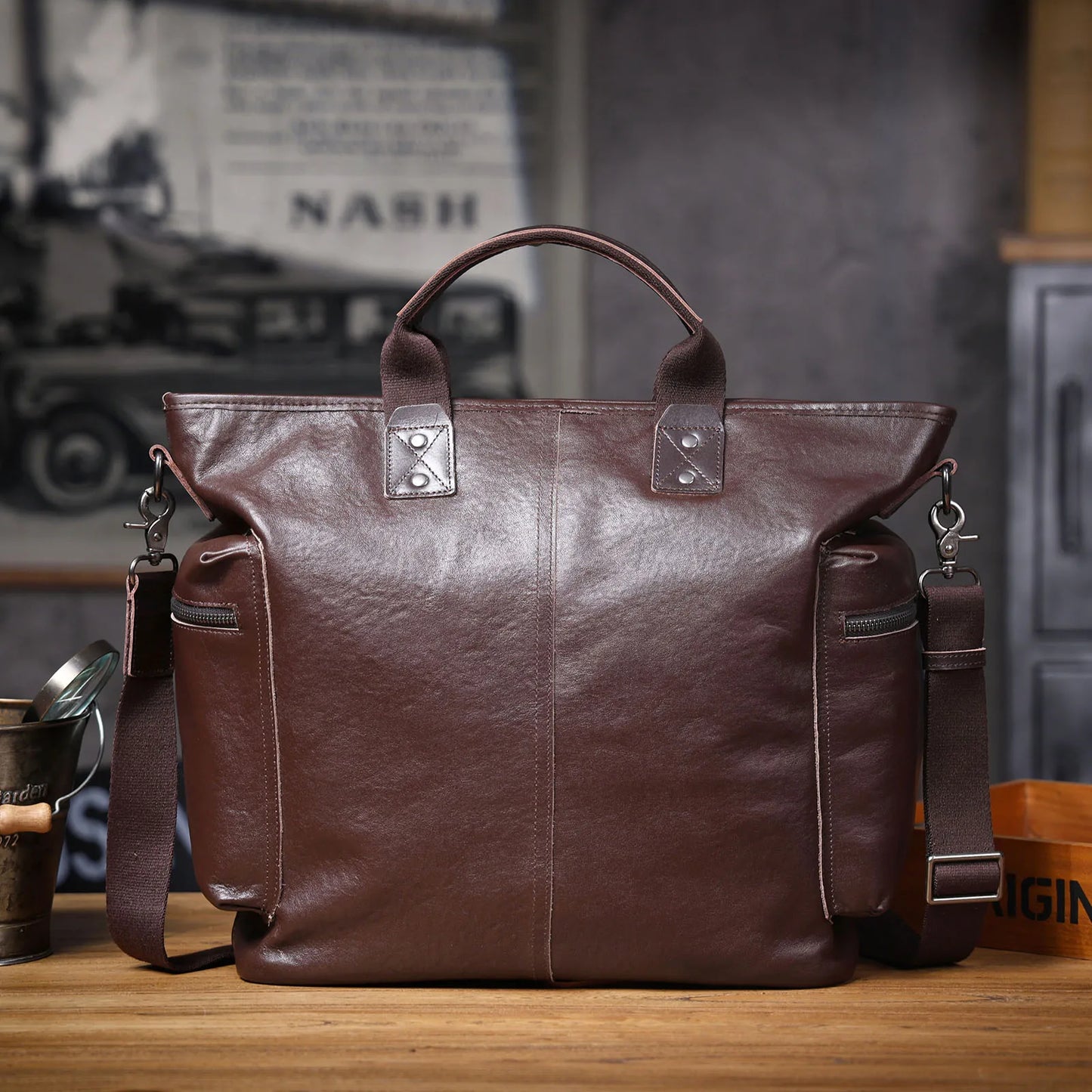Sac Cabas Homme Cuir Ordinateur | Grand Format Travail Élégant Sac Cuir
