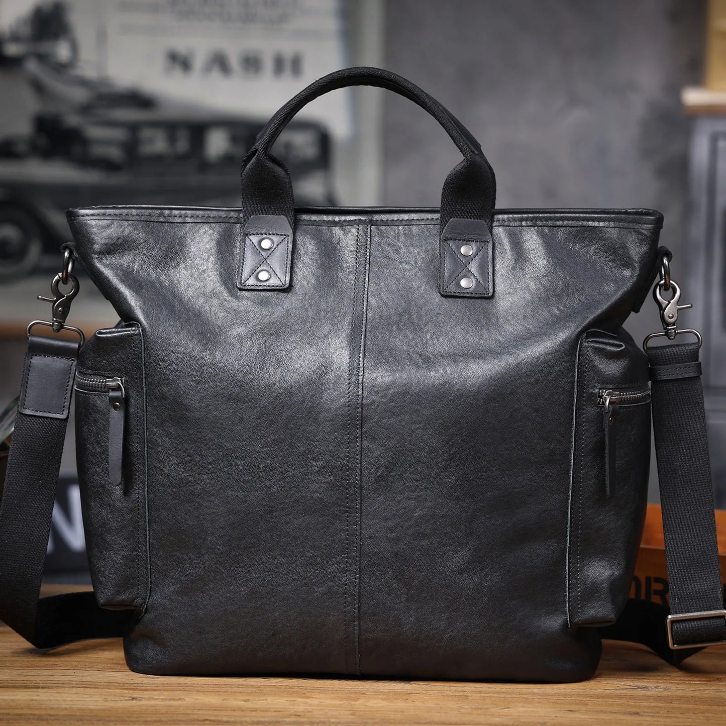 Sac Cabas Homme Cuir Ordinateur | Grand Format Travail Élégant Sac Cuir