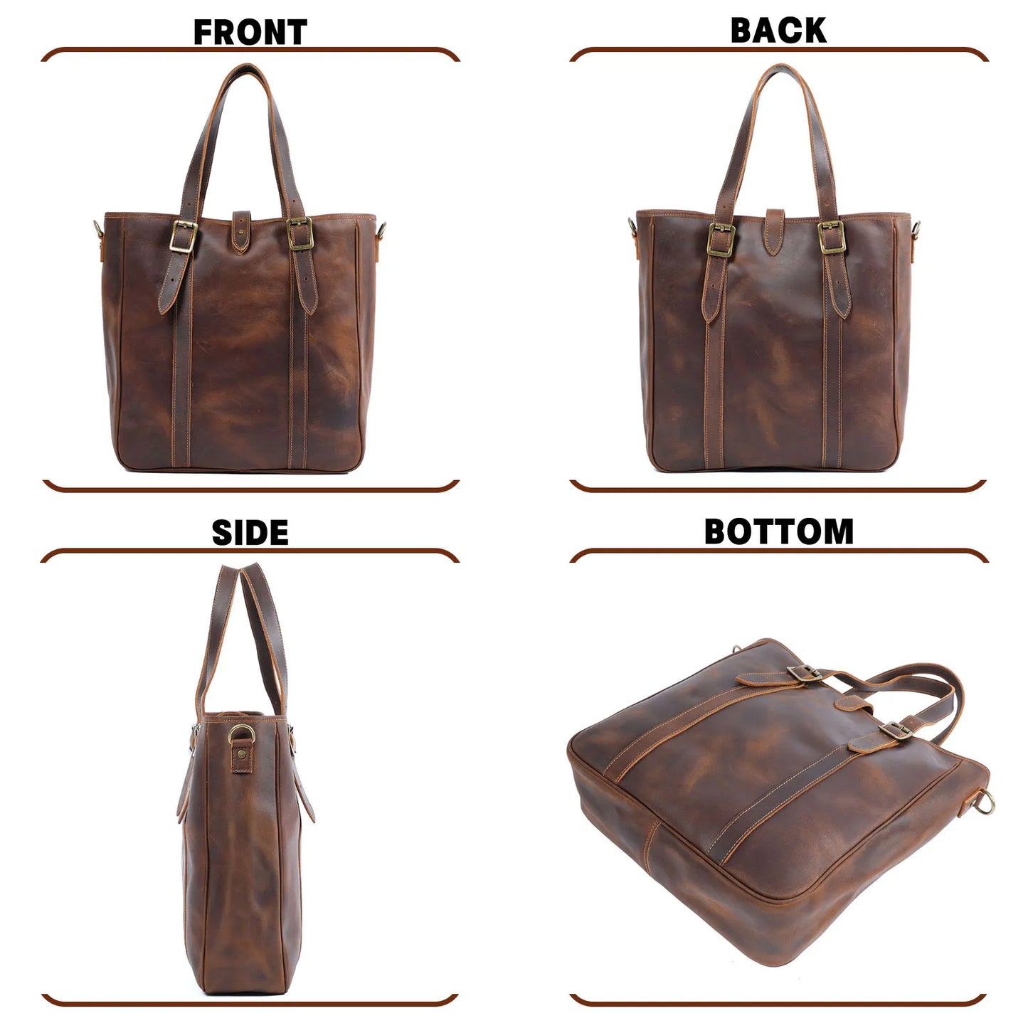 Sac Cabas Homme Cuir Vintage | Voyage & Week-End Élégant Café / Cuir Véritable Sac Cuir