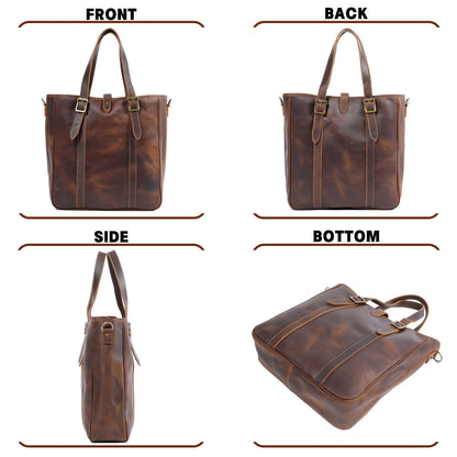 Sac Cabas Homme Cuir Vintage | Voyage & Week-End Élégant Café / Cuir Véritable Sac Cuir