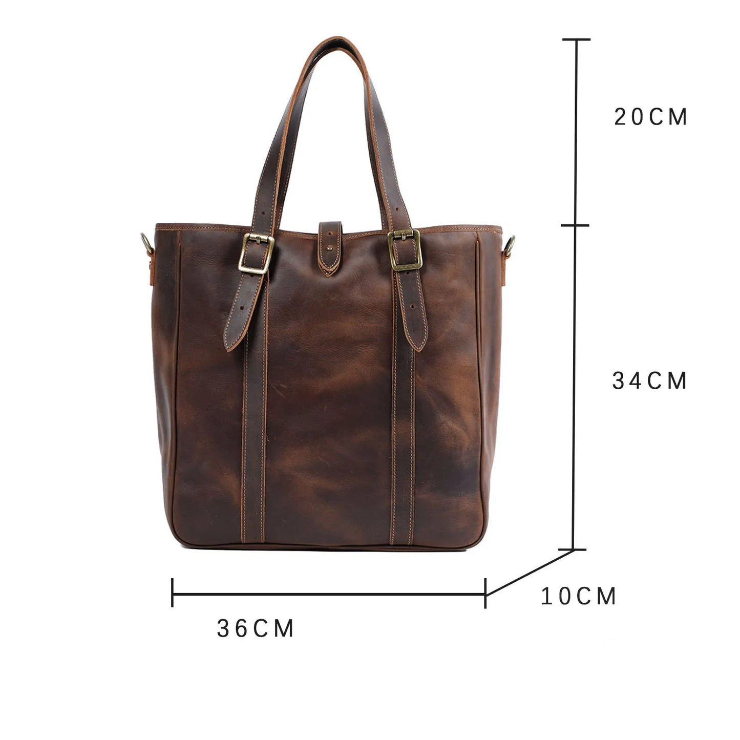 Sac Cabas Homme Cuir Vintage | Voyage & Week-End Élégant Café / Cuir Véritable Sac Cuir