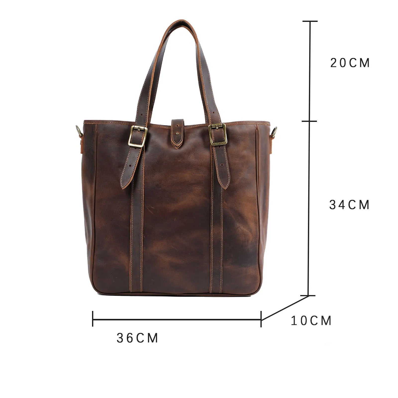 Sac Cabas Homme Cuir Vintage | Voyage & Week-End Élégant Café / Cuir Véritable Sac Cuir