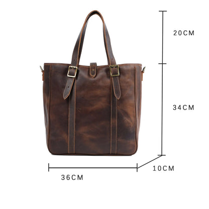 Sac Cabas Homme Cuir Vintage | Voyage & Week-End Élégant Café / Cuir Véritable Sac Cuir
