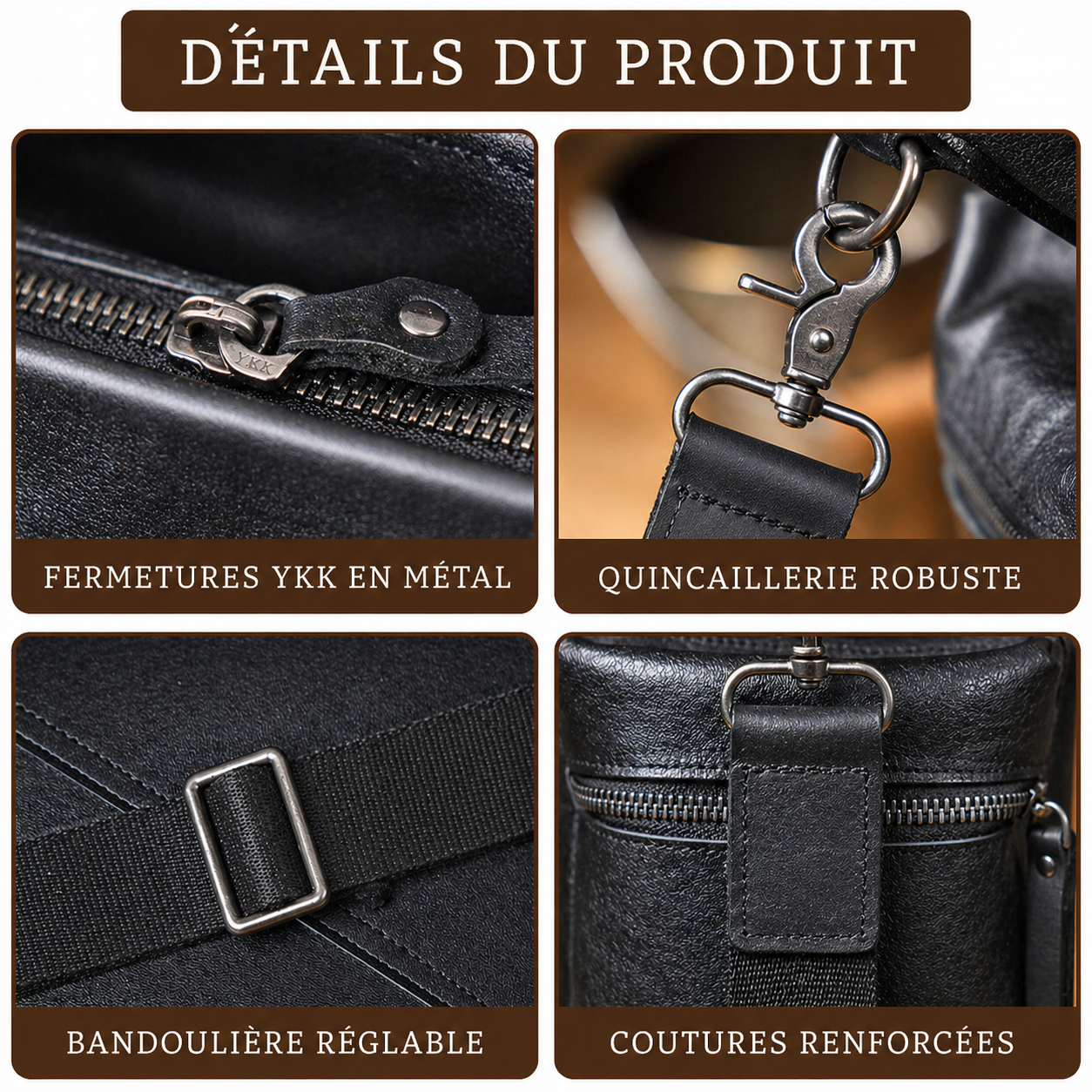 Sac Cabas Homme Cuir Vintage | Voyage & Week-End Élégant Café / Cuir Véritable Sac Cuir