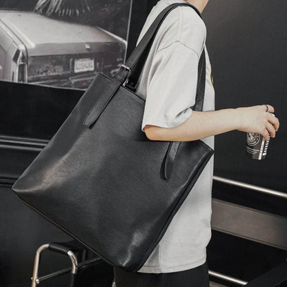 Sac Cabas Homme Léger | Urbain & Quotidien Moderne Noir / Cuir Vegan