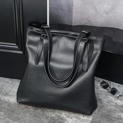 Sac Cabas Homme Léger | Urbain & Quotidien Moderne Noir / Cuir Vegan