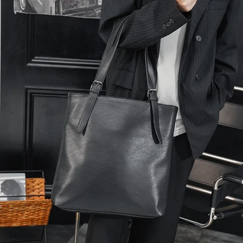 Sac Cabas Homme Léger | Urbain & Quotidien Moderne Noir / Cuir Vegan