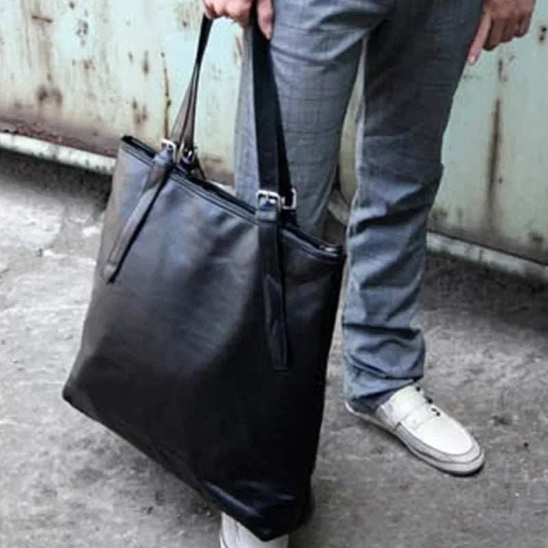 Sac Cabas Homme Léger | Urbain & Quotidien Moderne Noir / Cuir Vegan