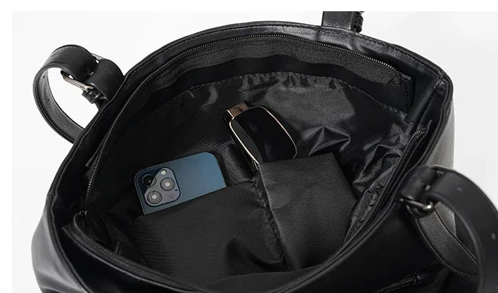 Sac Cabas Homme Léger | Urbain & Quotidien Moderne Noir / Cuir Vegan