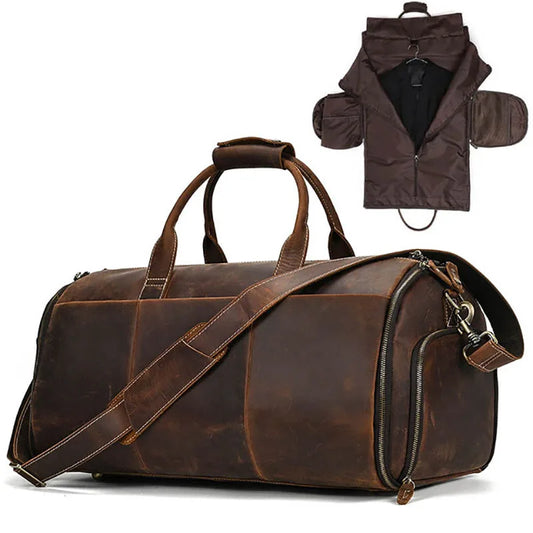 Sac de Voyage Costume Homme Cuir Gabriel | Business 48h Café / Cuir Véritable