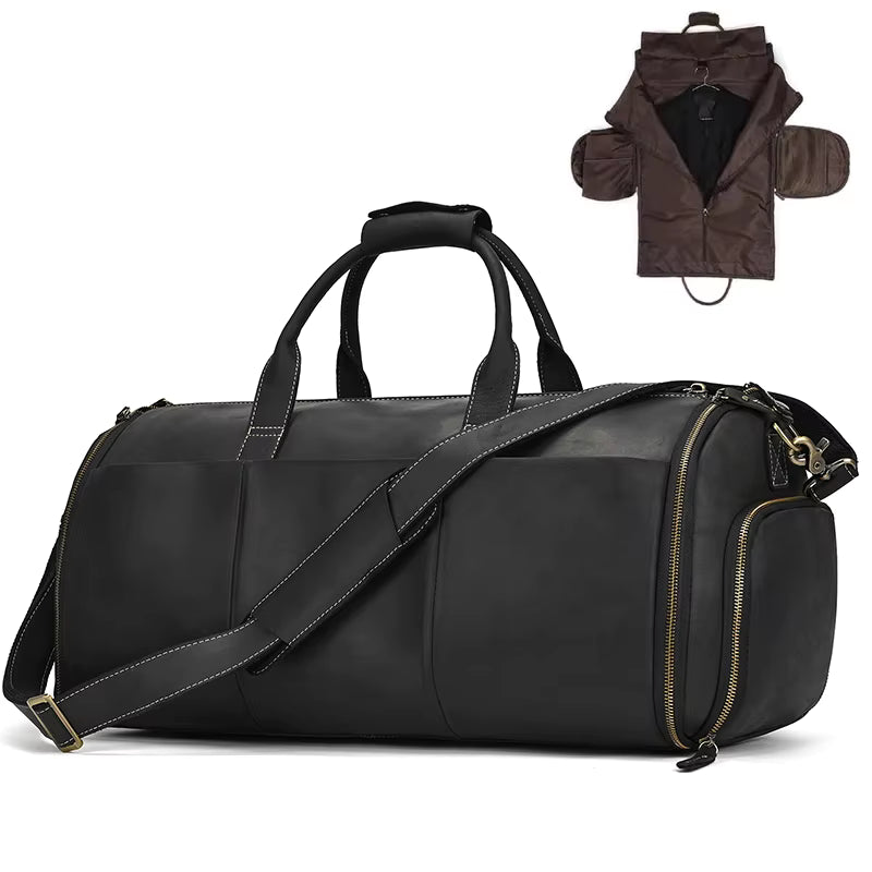 Sac de Voyage Costume Homme Cuir Gabriel | Business 48h Noir / Cuir Véritable