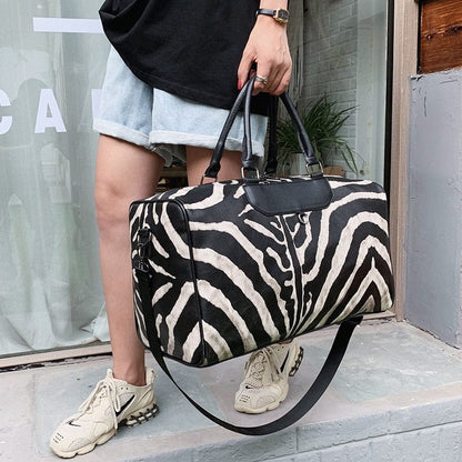 Sac de voyage Cuir Femme Elena | La Casa du Cuir Noir/Blanc / Cuir (PU) / Femme Sac de voyage