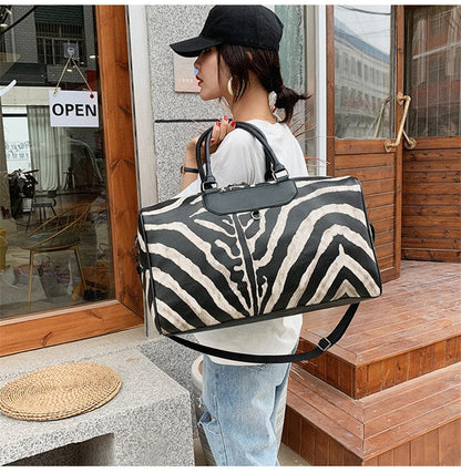Sac de voyage Cuir Femme Elena | La Casa du Cuir Noir/Blanc / Cuir (PU) / Femme Sac de voyage