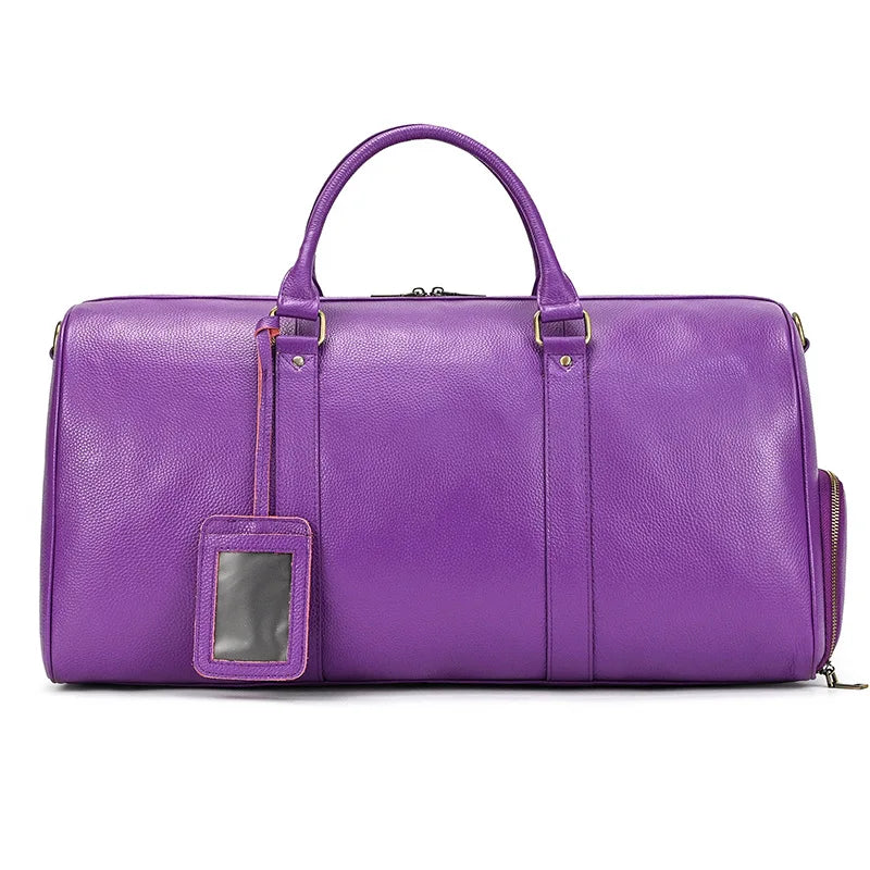 Sac de Voyage Femme Cuir Bleu & Violet – Compartiment Chaussures Sac de voyage