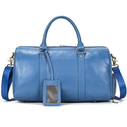 Sac de Voyage Femme Cuir Bleu & Violet – Compartiment Chaussures Sac de voyage