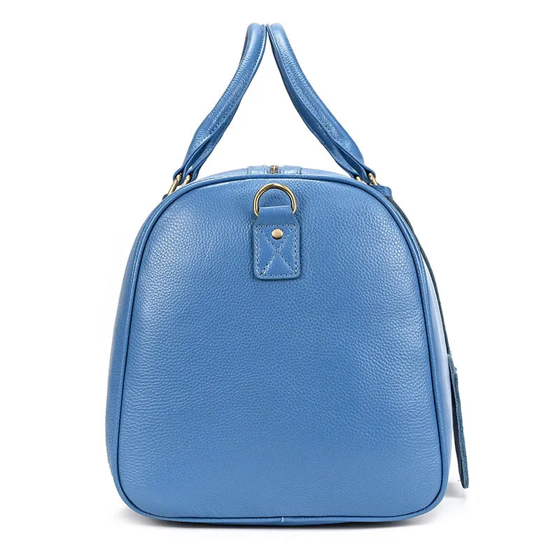 Sac de Voyage Femme Cuir Bleu & Violet – Compartiment Chaussures Sac de voyage