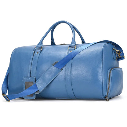 Sac de Voyage Femme Cuir Bleu & Violet – Compartiment Chaussures Sac de voyage