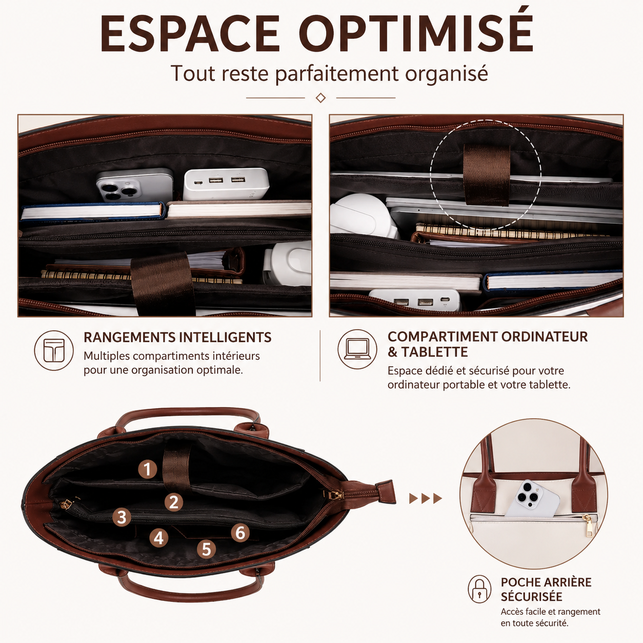 Sac Ordinateur Femme Amélie | Élégant & Compatible PC 15,6"