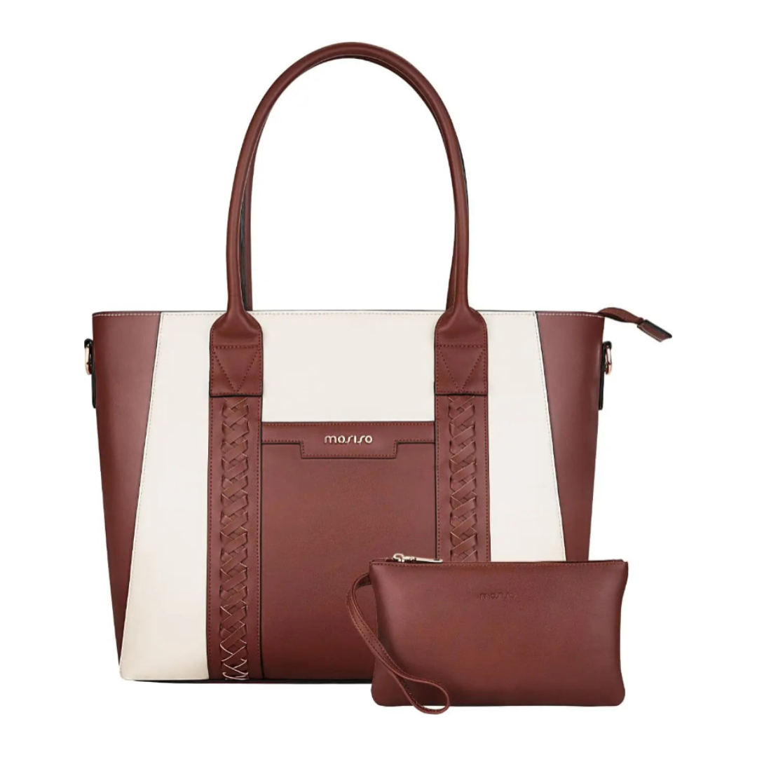 Sac Ordinateur Femme Amélie | Élégant & Compatible PC 15,6" Marron / Cuir Vegan Premium