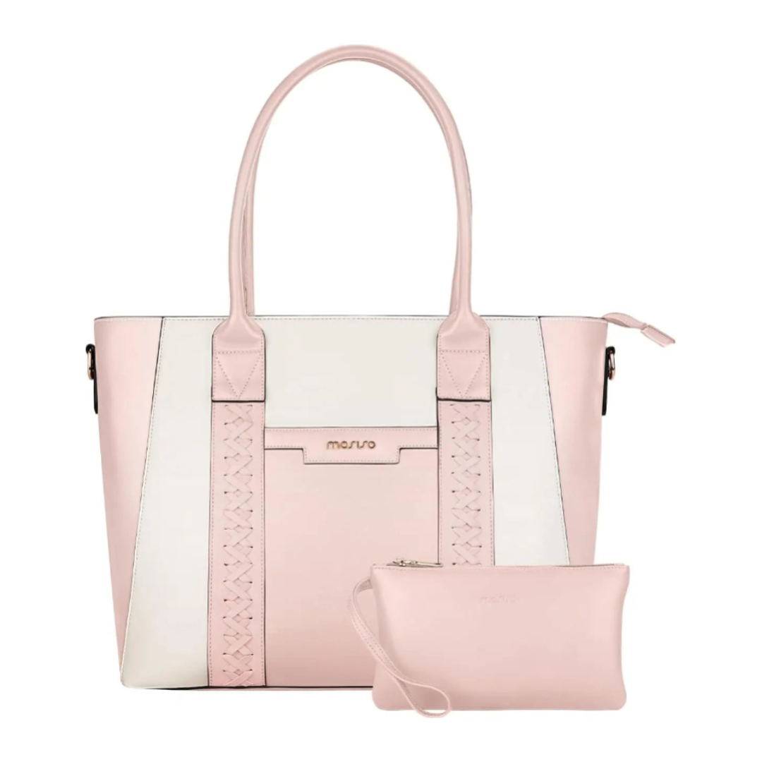 Sac Ordinateur Femme Amélie | Élégant & Compatible PC 15,6" Rose / Cuir Vegan Premium