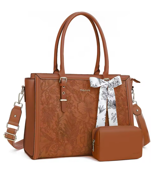 Sac Ordinateur Femme Cuir Silvia | La Casa du Cuir Camel / Cuir PU / 15 Pouces Sac Ordinateur