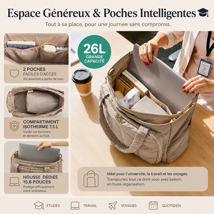Sac Ordinateur Maya – Grand Sac de Cours Femme 15,6” Sac Cabas