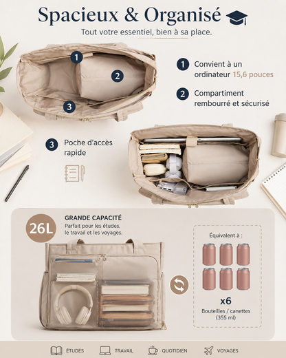 Sac Ordinateur Maya – Grand Sac de Cours Femme 15,6” Sac Cabas