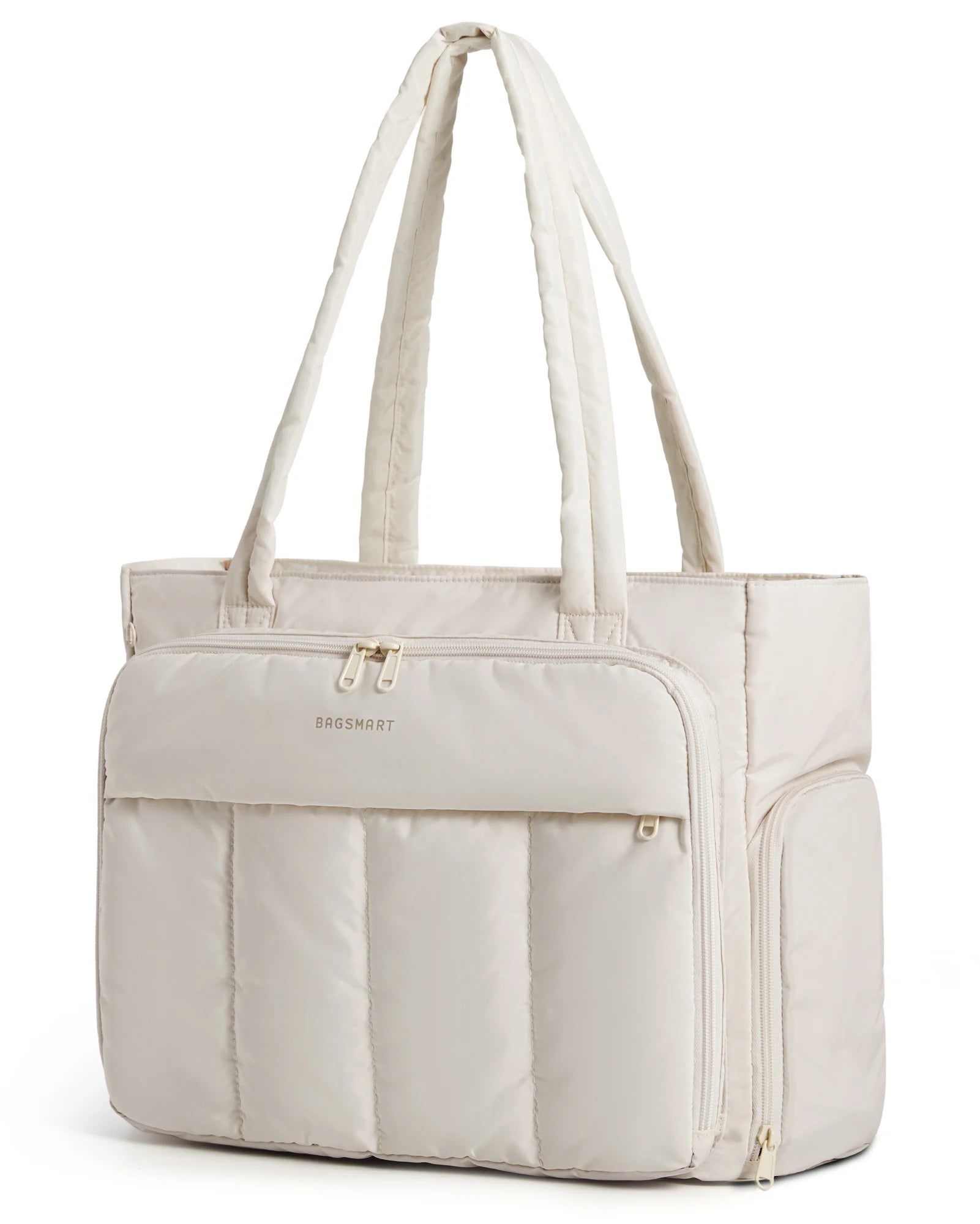 Sac Ordinateur Maya – Grand Sac de Cours Femme 15,6” Beige / Nylon Sac Cabas
