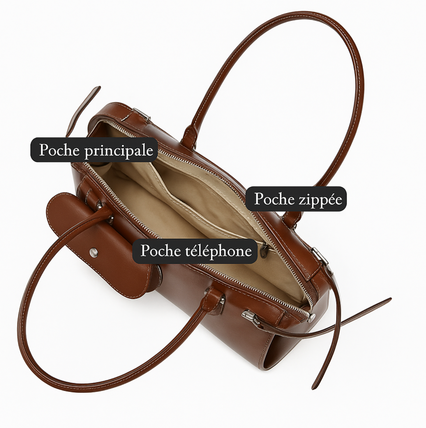 Sac Porté Épaule Cuir Souple Emma | Sac Baguette Tendance sac à main