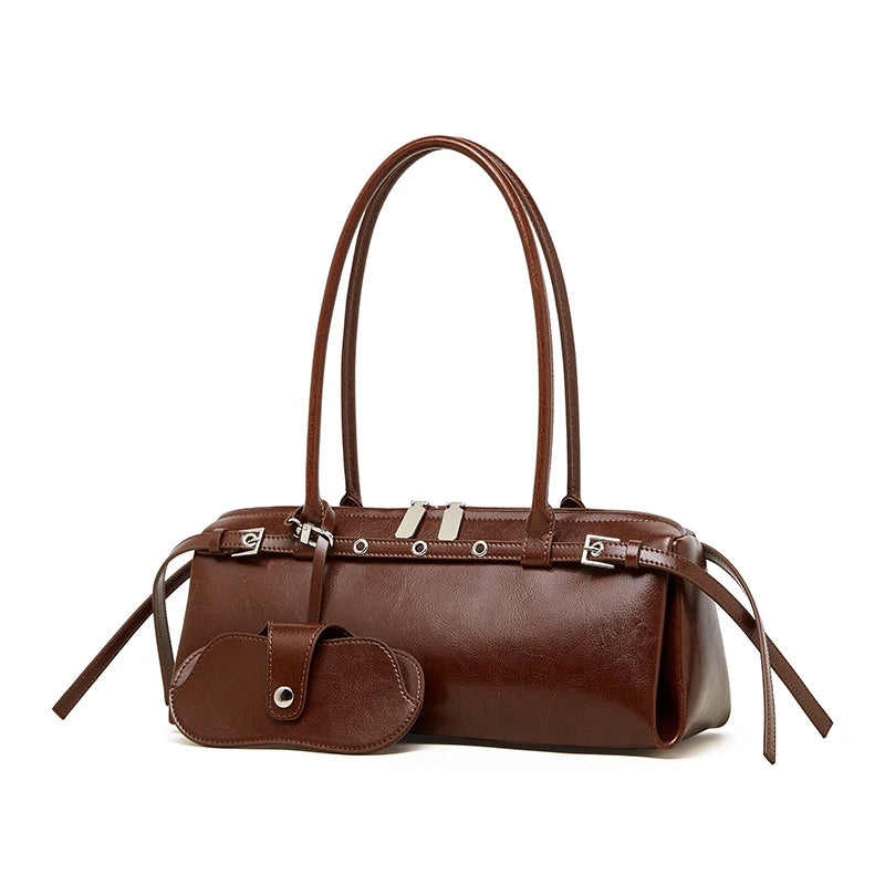 Sac Porté Épaule Cuir Souple Emma | Sac Baguette Tendance Café / Cuir sac à main