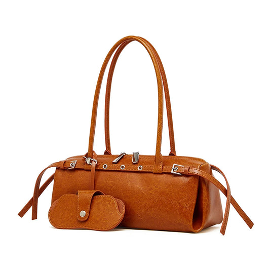 Sac Porté Épaule Cuir Souple Emma | Sac Baguette Tendance Camel / Cuir sac à main