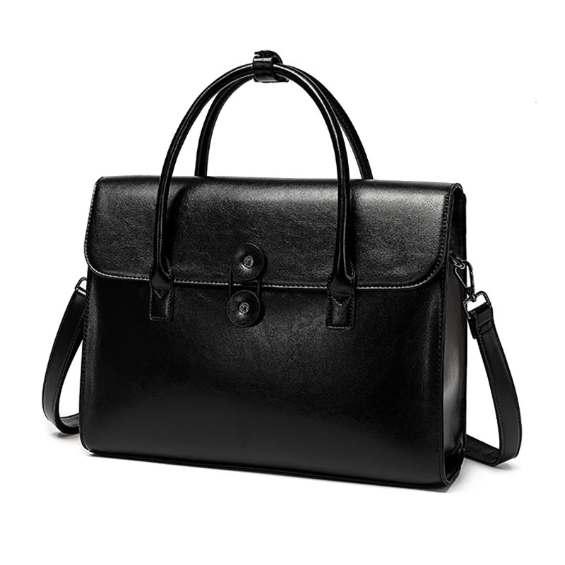 Sac pour le Travail Femme – Antonella | Élégance & Praticité Noir / Cuir Sac Ordinateur