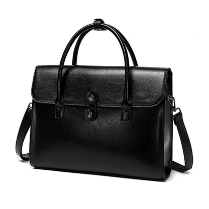 Sac pour le Travail Femme – Antonella | Élégance & Praticité Noir / Cuir Sac Ordinateur