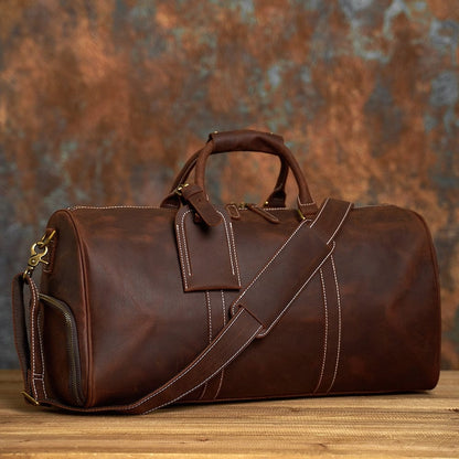 Sac de Voyage Homme Cuir Vintage Lenny | Escapade Élégante Café Vintage / Cuir / Homme Sac de voyage