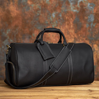 Sac de Voyage Homme Cuir Vintage Lenny | Escapade Élégante Noir / Cuir / Homme Sac de voyage