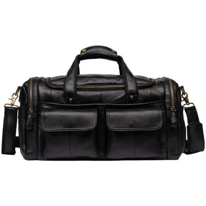Sac de Sport Cuir Homme Léandre | Multi-Poches Premium Noir / Cuir / Homme Sac de voyage