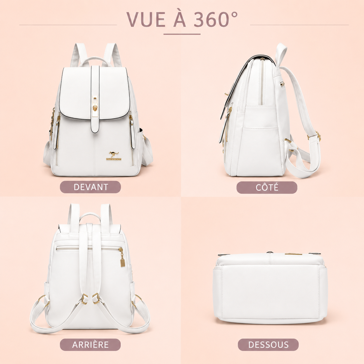 Sac à Dos Blanc | La Casa du Cuir Blanc / Cuir Vegan sac à dos