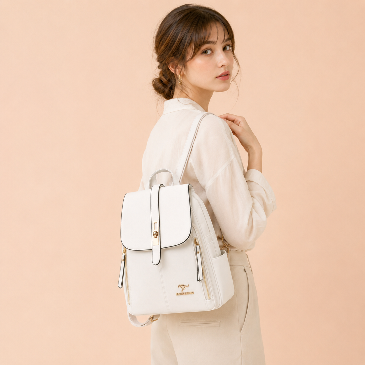 Sac à Dos Blanc | La Casa du Cuir Blanc / Cuir Vegan sac à dos