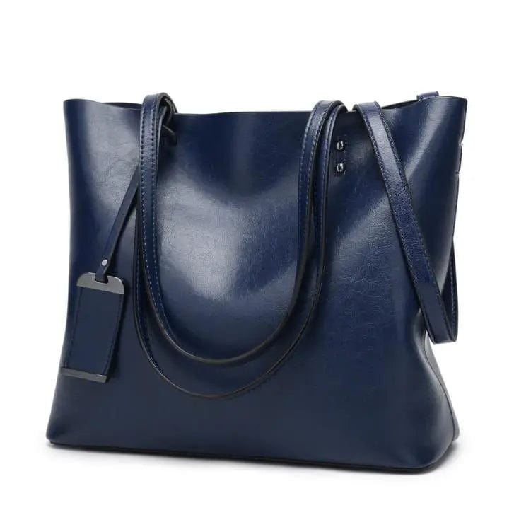 Sac Cabas Cuir Angelina, sac cabas bleu marine