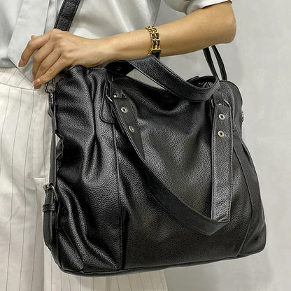 sac de cours tendance 2025, Sac Cabas Cuir Isa- idéal pour lycéenne, sac cabas lyceenne, sac cabas noire femme - sac cabas avec fermeture éclair