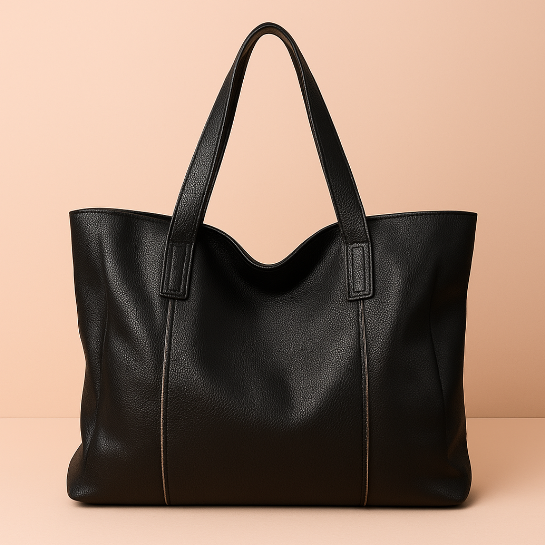 sac cours cuir noir, sac noir cabas, sac noir cabas, sac cabas femme cuir souple, sac de cours lycéenne, Sac Cabas Cuir Souple, Sac cuir cabas femme