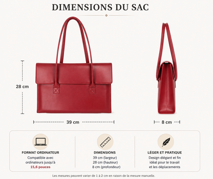 Sacoche Ordinateur Cuir Femme Lou | 15,6” Chic & Tendance Sac Cuir Femme
