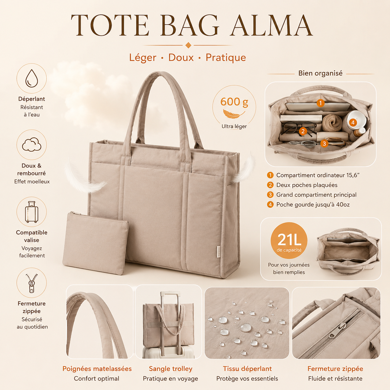 Tote Bag Alma – Sac à Main The Tote Bag Femme Sac Cabas