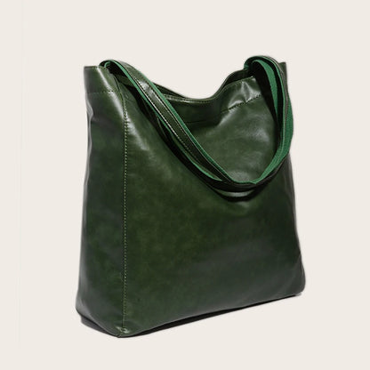 Tote bag cuir Sandrine – Grand format chic à petit prix Vert / Cuir PU effet ciré Sac Cabas