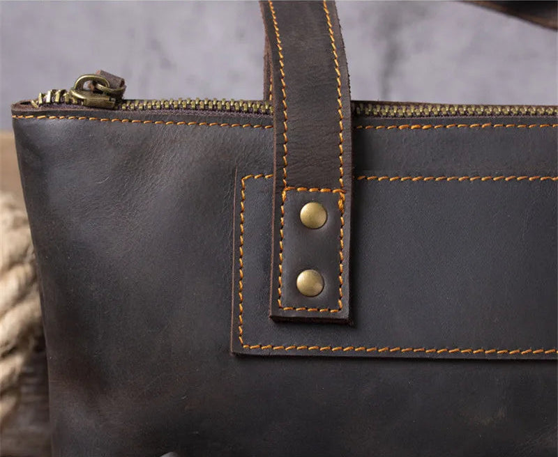 Tote Bag Homme Cuir Milan | Sac Homme Élégant & Minimaliste Café / Cuir Véritable