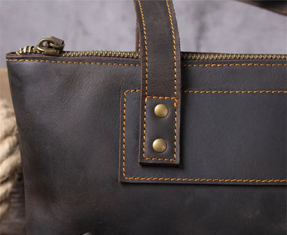 Tote Bag Homme Cuir Milan | Sac Homme Élégant & Minimaliste Café / Cuir Véritable