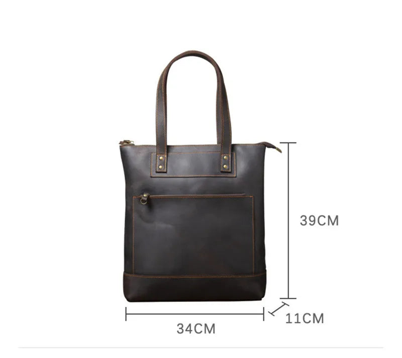 Tote Bag Homme Cuir Milan | Sac Homme Élégant & Minimaliste Café / Cuir Véritable