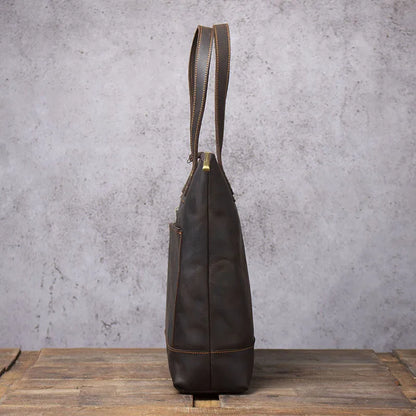 Tote Bag Homme Cuir Milan | Sac Homme Élégant & Minimaliste Café / Cuir Véritable