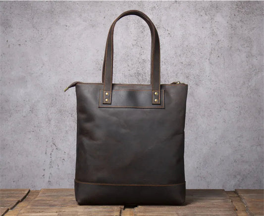 Tote Bag Homme Cuir Milan | Sac Homme Élégant & Minimaliste Café / Cuir Véritable